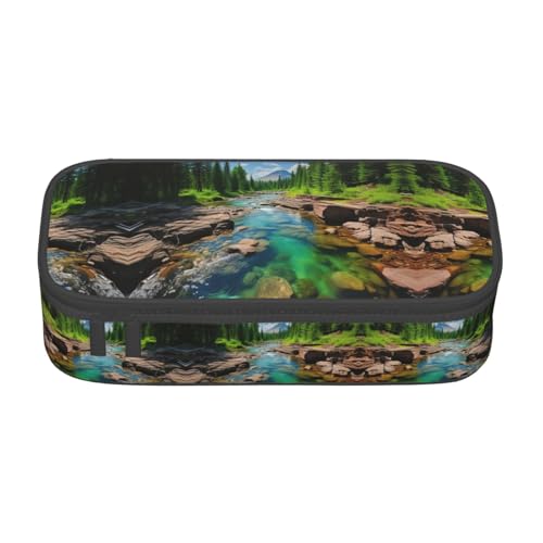 WCXTHGFA Stilvolles Federmäppchen mit Gletscher-Nationalpark-Druck, großes Fassungsvermögen, ideal für Reisen oder den täglichen Gebrauch, Schwarz , Einheitsgröße, Kosmetiktasche von WCXTHGFA