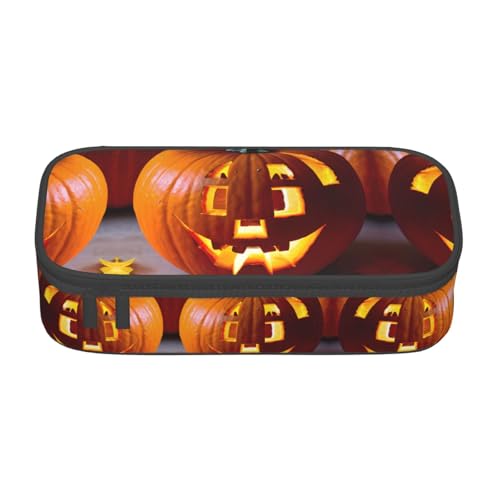 WCXTHGFA Stilvolles Federmäppchen mit Herbst-Kürbis-Druck, großes Fassungsvermögen, ideal für Reisen oder den täglichen Gebrauch, Schwarz , Einheitsgröße, Kosmetiktasche von WCXTHGFA
