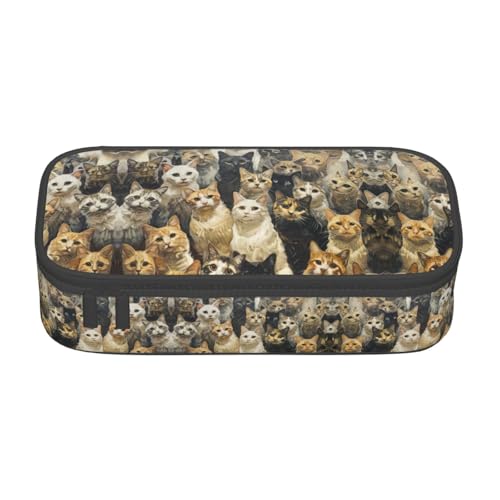 WCXTHGFA Stilvolles Federmäppchen mit Katzenmotiv, großes Fassungsvermögen, ideal für Reisen oder den täglichen Gebrauch, Schwarz , Einheitsgröße, Kosmetiktasche von WCXTHGFA