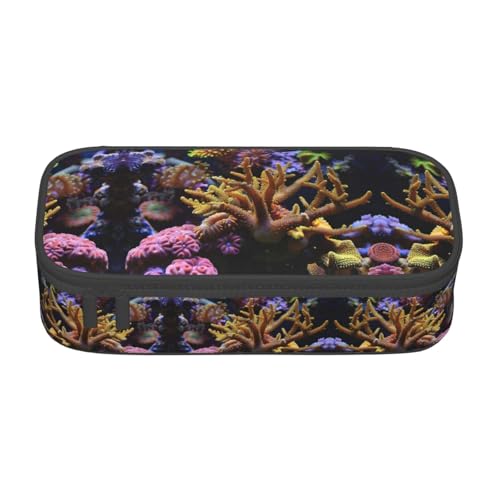 WCXTHGFA Stilvolles Federmäppchen mit Korallenriff-Druck, großes Fassungsvermögen, ideal für Reisen oder den täglichen Gebrauch, Schwarz , Einheitsgröße, Kosmetiktasche von WCXTHGFA