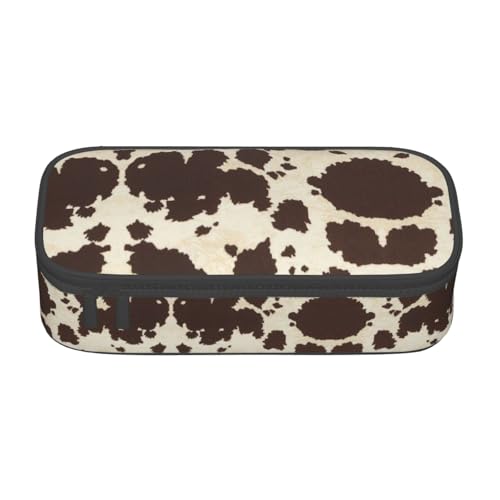 WCXTHGFA Stilvolles Federmäppchen mit Kuhfell-Druck, großes Fassungsvermögen, ideal für Reisen oder den täglichen Gebrauch, Schwarz , Einheitsgröße, Kosmetiktasche von WCXTHGFA