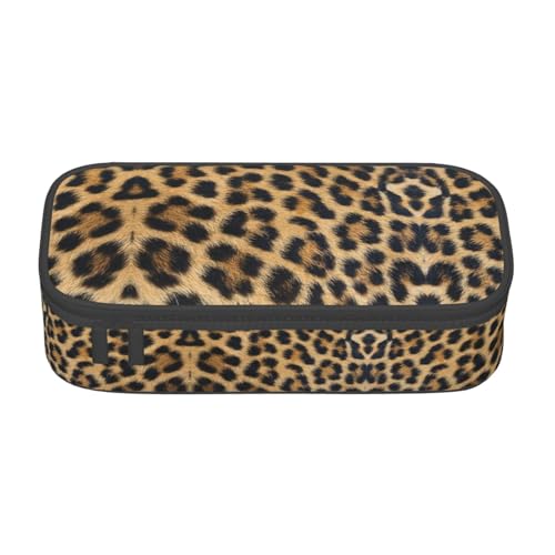 WCXTHGFA Stilvolles Federmäppchen mit Leopardenmuster, großes Fassungsvermögen, ideal für Reisen oder den täglichen Gebrauch, Schwarz , Einheitsgröße, Kosmetiktasche von WCXTHGFA
