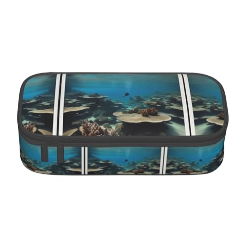 WCXTHGFA Stilvolles Federmäppchen mit Meeresblick-Druck, großes Fassungsvermögen, ideal für Reisen oder den täglichen Gebrauch, Schwarz , Einheitsgröße, Kosmetiktasche von WCXTHGFA