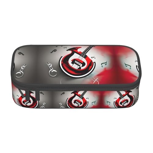 WCXTHGFA Stilvolles Federmäppchen mit Musik-Symbol-Druck, großes Fassungsvermögen, ideal für Reisen oder den täglichen Gebrauch, Schwarz , Einheitsgröße, Kosmetiktasche von WCXTHGFA