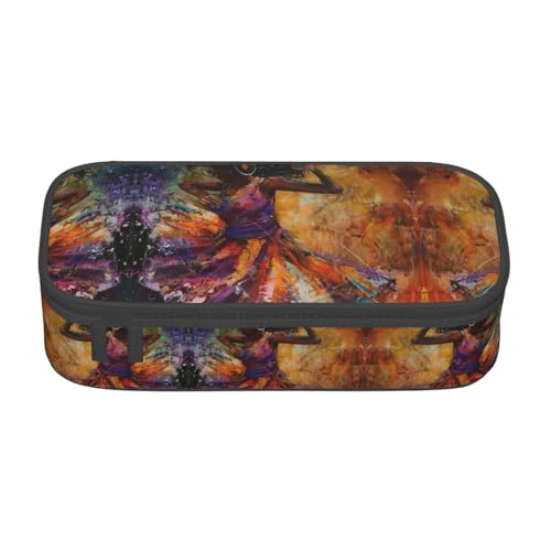 WCXTHGFA Stilvolles Federmäppchen mit Musikdruck, großes Fassungsvermögen, ideal für Reisen oder den täglichen Gebrauch, Schwarz , Einheitsgröße, Kosmetiktasche von WCXTHGFA