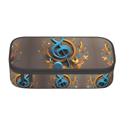 WCXTHGFA Stilvolles Federmäppchen mit Musiknoten-Aufdruck, großes Fassungsvermögen, ideal für Reisen oder den täglichen Gebrauch, Schwarz , Einheitsgröße, Kosmetiktasche von WCXTHGFA