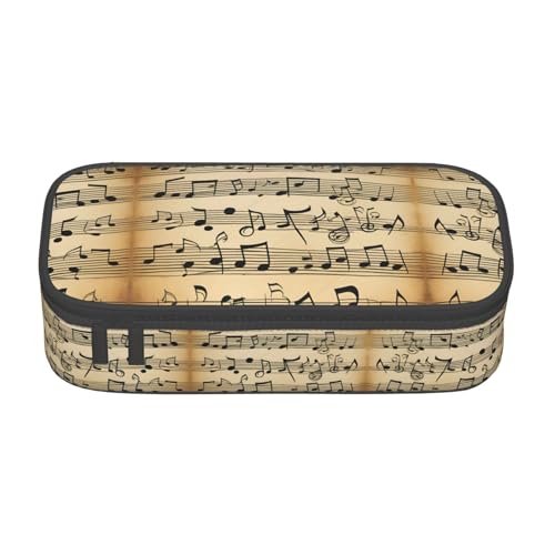 WCXTHGFA Stilvolles Federmäppchen mit Musiknoten-Druck, großes Fassungsvermögen, ideal für Reisen oder den täglichen Gebrauch, Schwarz , Einheitsgröße, Kosmetiktasche von WCXTHGFA