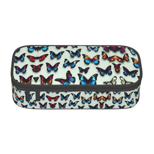 WCXTHGFA Stilvolles Federmäppchen mit Schmetterlings- und Cello-Druck, großes Fassungsvermögen, ideal für Reisen oder den täglichen Gebrauch, Schwarz , Einheitsgröße, Kosmetiktasche von WCXTHGFA