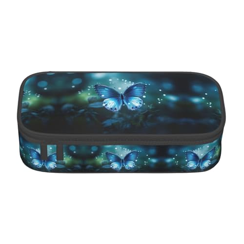 WCXTHGFA Stilvolles Federmäppchen mit Schmetterlingsmondschein-Druck, großes Fassungsvermögen, ideal für Reisen oder den täglichen Gebrauch, Schwarz , Einheitsgröße, Kosmetiktasche von WCXTHGFA