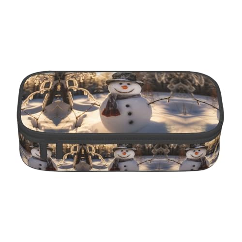 WCXTHGFA Stilvolles Federmäppchen mit Schneemann-Druck, großes Fassungsvermögen, ideal für Reisen oder den täglichen Gebrauch, Schwarz , Einheitsgröße, Kosmetiktasche von WCXTHGFA