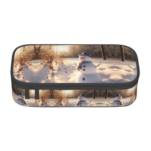 WCXTHGFA Stilvolles Federmäppchen mit Schneemann-Druck, großes Fassungsvermögen, ideal für Reisen oder den täglichen Gebrauch, Schwarz , Einheitsgröße, Kosmetiktasche von WCXTHGFA