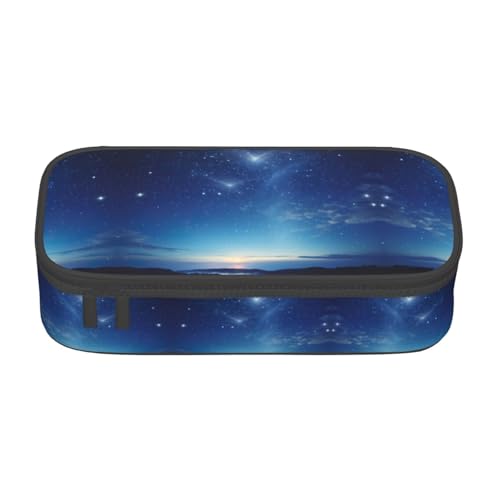 WCXTHGFA Stilvolles Federmäppchen mit Stern-Herz-Druck, großes Fassungsvermögen, ideal für Reisen oder den täglichen Gebrauch, Schwarz , Einheitsgröße, Kosmetiktasche von WCXTHGFA