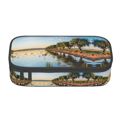 WCXTHGFA Stilvolles Federmäppchen mit Weidenbaum-Druck, großes Fassungsvermögen, ideal für Reisen oder den täglichen Gebrauch, Schwarz , Einheitsgröße, Kosmetiktasche von WCXTHGFA