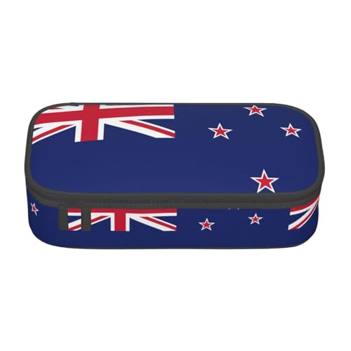 WCXTHGFA Stilvolles Federmäppchen mit neuseeländischer Flagge, großes Fassungsvermögen, ideal für Reisen oder den täglichen Gebrauch, Schwarz , Einheitsgröße, Kosmetiktasche von WCXTHGFA