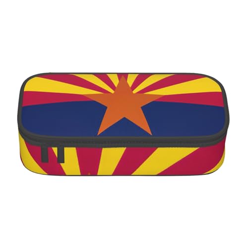 WCXTHGFA Stylisches Federmäppchen mit Arizona-Flagge, großes Fassungsvermögen, ideal für Reisen oder den täglichen Gebrauch, Schwarz , Einheitsgröße, Kosmetiktasche von WCXTHGFA