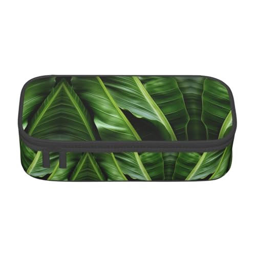 WCXTHGFA Stylisches Federmäppchen mit Bananenblättern, großes Fassungsvermögen, ideal für Reisen oder den täglichen Gebrauch, Schwarz , Einheitsgröße, Kosmetiktasche von WCXTHGFA