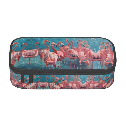 WCXTHGFA Stylisches Federmäppchen mit Flamingo-Muster, großes Fassungsvermögen, ideal für Reisen oder den täglichen Gebrauch, Schwarz , Einheitsgröße, Kosmetiktasche von WCXTHGFA