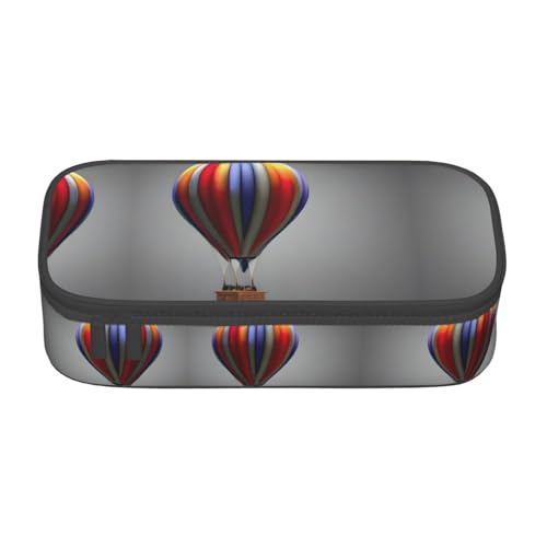 WCXTHGFA Stylisches Federmäppchen mit Heißluftballon-Druck, großes Fassungsvermögen, ideal für Reisen oder den täglichen Gebrauch, Schwarz , Einheitsgröße, Kosmetiktasche von WCXTHGFA