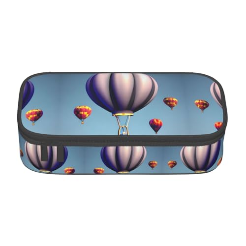WCXTHGFA Stylisches Federmäppchen mit Heißluftballon-Druck, großes Fassungsvermögen, ideal für Reisen oder den täglichen Gebrauch, Schwarz , Einheitsgröße, Kosmetiktasche von WCXTHGFA