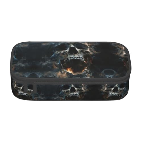 WCXTHGFA Stylisches Federmäppchen mit Horror-Geister-Totenkopf-Aufdruck, großes Fassungsvermögen, ideal für Reisen oder den täglichen Gebrauch, Schwarz , Einheitsgröße, Kosmetiktasche von WCXTHGFA