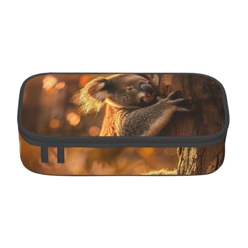 WCXTHGFA Stylisches Federmäppchen mit Koala-Druck, großes Fassungsvermögen, ideal für Reisen oder den täglichen Gebrauch, Schwarz , Einheitsgröße, Kosmetiktasche von WCXTHGFA