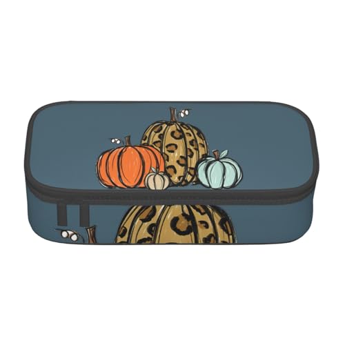 WCXTHGFA Stylisches Federmäppchen mit Kürbisdruck, großes Fassungsvermögen, ideal für Reisen oder den täglichen Gebrauch, Schwarz , Einheitsgröße, Kosmetiktasche von WCXTHGFA