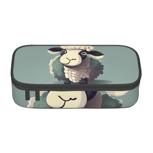 WCXTHGFA Stylisches Federmäppchen mit Lamm-Druck, großes Fassungsvermögen, ideal für Reisen oder den täglichen Gebrauch, Schwarz , Einheitsgröße, Kosmetiktasche von WCXTHGFA