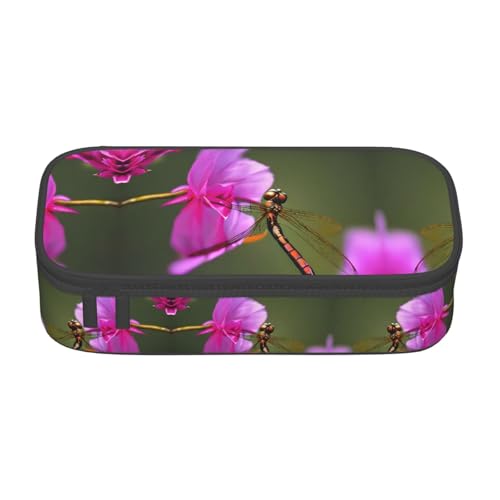 WCXTHGFA Stylisches Federmäppchen mit Libellen-Motiv, großes Fassungsvermögen, ideal für Reisen oder den täglichen Gebrauch, Schwarz , Einheitsgröße, Kosmetiktasche von WCXTHGFA