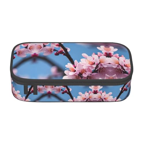 WCXTHGFA Stylisches Federmäppchen mit Pflaumenblüten-Druck, großes Fassungsvermögen, ideal für Reisen oder den täglichen Gebrauch, Schwarz , Einheitsgröße, Kosmetiktasche von WCXTHGFA