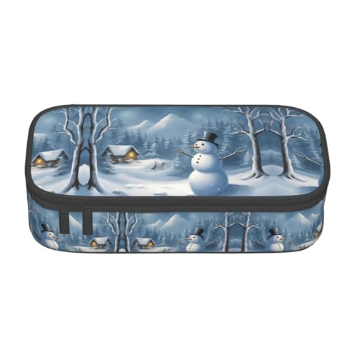 WCXTHGFA Stylisches Federmäppchen mit Schneemann-Motiv, großes Fassungsvermögen, ideal für Reisen oder den täglichen Gebrauch, Schwarz , Einheitsgröße, Kosmetiktasche von WCXTHGFA