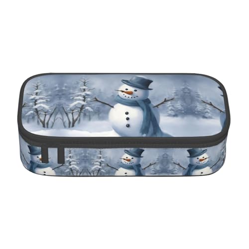 WCXTHGFA Stylisches Federmäppchen mit Schneemann-Motiv, großes Fassungsvermögen, ideal für Reisen oder den täglichen Gebrauch, Schwarz , Einheitsgröße, Kosmetiktasche von WCXTHGFA