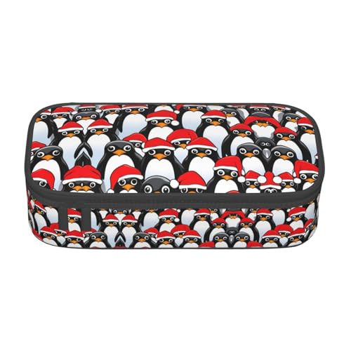 WCXTHGFA Stylisches Federmäppchen mit Weihnachts-Pinguin-Druck, großes Fassungsvermögen, ideal für Reisen oder den täglichen Gebrauch, Schwarz , Einheitsgröße, Kosmetiktasche von WCXTHGFA