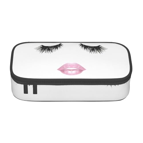 WCXTHGFA Stylisches Federmäppchen mit Wimpernlippen-Motiv, großes Fassungsvermögen, ideal für Reisen oder den täglichen Gebrauch, Schwarz , Einheitsgröße, Kosmetiktasche von WCXTHGFA