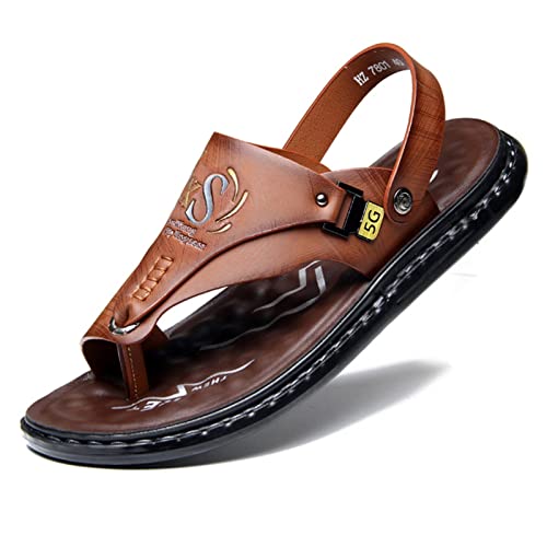 Ballenzeh Schienen Herren Sandalen,Stilvoll PU rutschfest Fußkorrektur Flip Flops,Sommer Kompfort Orthopädischer Korrektor Wohnung Hausschuhe,für Hallux Valgus/Fußgewölbe (Color : Brown, Size : 41 E von WCXTY