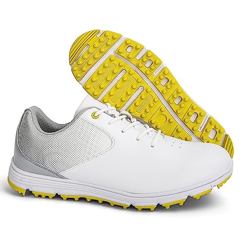 Herren-Golfschuhe,Fachmann Leicht Wasserdicht Golfschuhmänner,Draussen Sportschuhe Atmungsaktiv Golfschuhe Herren Ohne Spikes,mit Schnürdesign,Allwetter-Atmungsaktivität ( Color : Yellow , Size : 43 E von WCXTY