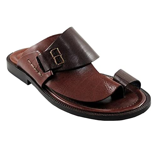 Jahrgang Ballenzeh-Korrektor Herren Sandalen,Elegant PU Leicht rutschfest Orthopädisch Strand Hausschuhe,Sommer Reisen Hallux Valgus Gehende Flip-Flops,für Plantarfasziitis (Color : Brown, Size : 41 von WCXTY