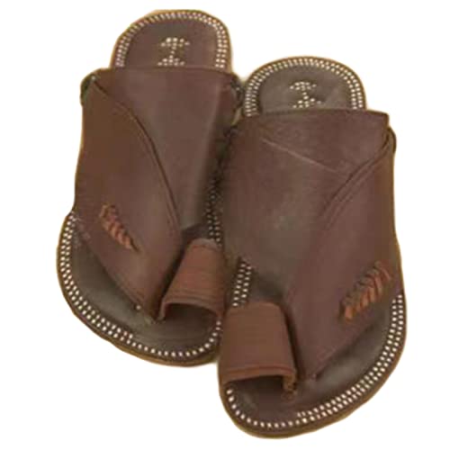 Lässig Hallux Valgus Herren Sandalen,Jahrgang Offener Zeh Orthopädisch Flache Hausschuhe,Sommer Strand Ringzehenballen Gehende Flip Flops,für Plantarfasziitis/Fußkorrektur (Color : Brown, Size : 47 von WCXTY