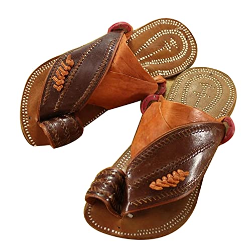 Lässig Hallux Valgus Herren Sandalen,Jahrgang Offener Zeh Orthopädisch Flache Hausschuhe,Sommer Strand Ringzehenballen Gehende Flip Flops,für Plantarfasziitis/Fußkorrektur (Color : Khaki, Size : 44 von WCXTY