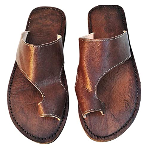 Plantarfasziitis Sandalen für Herren,Jahrgang Römisch Leicht Orthopädische Hausschuhe,Lässig Komfortabel Weich Hallux Valgus Flip-Flops,für Fußgewölbe/Fußkorrektur (Color : Brown, Size : 42 EU) von WCXTY