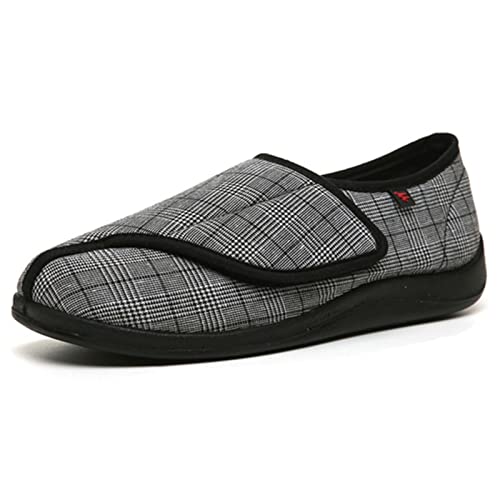 Unisex Diabetikerschuhe für Senioren,Draussen Komfortabel Diabetische Hausschuhe Damen mit Verstellbarem Verschluss,Atmungsaktiv Leicht Ballen Ödem Schuhe,Anti-Rutsch ( Color : Gray , Size : 43 EU ) von WCXTY