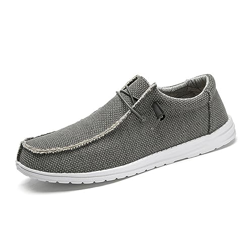 WCXTY Klassische Bootsschuhe,Bequem Atmungsaktiv Slip-On-Schuhe für Herren,Lässig Leicht rutschfest die Bootsschuhe der Männer,Allwetter-Gummisohlen (Color : Gray, Size : 47 EU) von WCXTY