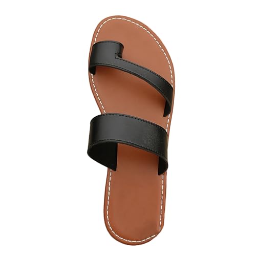 Sommer Flache Sandalen mit Ballenzehen,Stilvoll Leicht Orthopädische Korrektur Hausschuhe für Damen,Lässig Atmungsaktiv Zehenkorrektur Flipflops,für Hallux Valgus (Color : Black, Size : 41 EU) von WCXTY