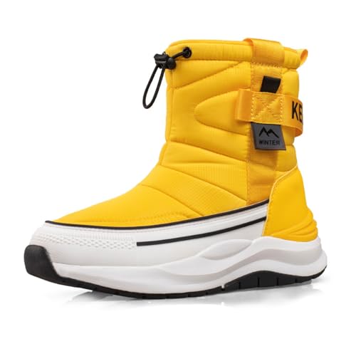 Winterstiefel Zum Hineinschlüpfen für Damen,Draussen Knöchel Schützen Winterwanderstiefel Damen,Komfortabel mit Fell Gefüttert Warme Schneestiefel für Damen,Wasserdicht (Color : Yellow, Size : 38 EU von WCXTY