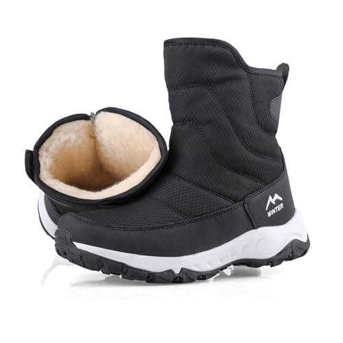 Winterstiefel für Damen Wasserdicht,Draussen Trekking Kaltes Wetter Warme Schneestiefel für Damen,Komfortabel Gehen mit Fell Gefüttert Winterwanderstiefel Damen,rutschfest (Color : Black, Size : 40 von WCXTY