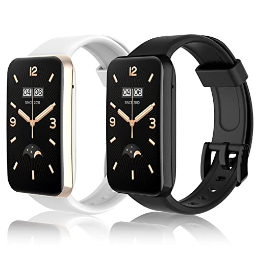 WD&CD Armband kompatibel mit Xiaomi Mi Band 7 Pro Weiches Silikon [2 Stück] Verstellbare Fitness Armband kompatibel für Frauen männer - Schwarz & Weiß von WD&CD