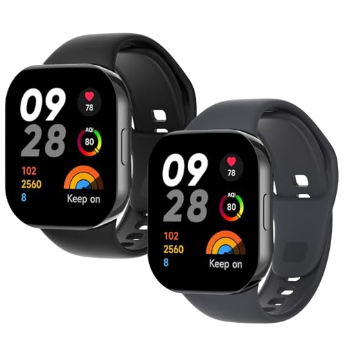 WD&CD Armband kompatibel mit Xiaomi Redmi Watch 3 Weiches Silikon, Verstellbare Fitness Armband kompatibel für Frauen männer, Schwarz + Glau von WD&CD