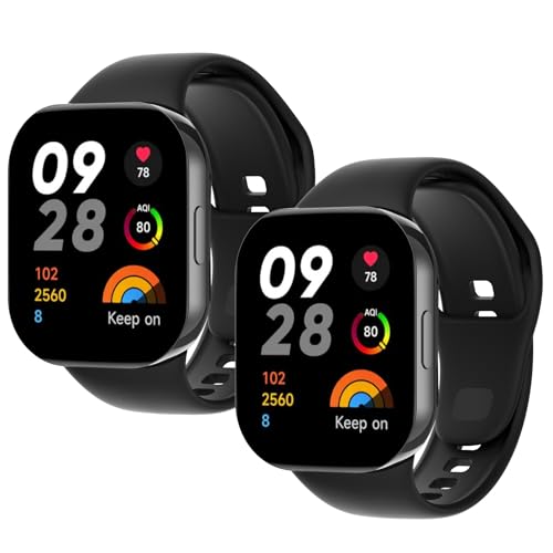 WD&CD Armband kompatibel mit Xiaomi Redmi Watch 3 Weiches Silikon, Verstellbare Fitness Armband kompatibel für Frauen männer, Schwarz + Schwarz von WD&CD