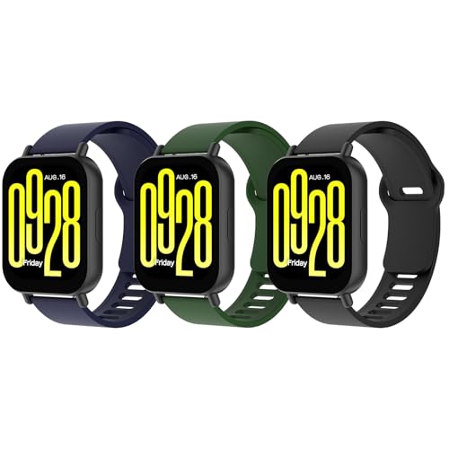 WD&CD Armband kompatibel mit Xiaomi Redmi Watch 5 Active/Lite Weiches Silikon, Verstellbare Fitness Armband kompatibel für Frauen männer, Schwarz&Dunkelblau&Dunkelgrün von WD&CD