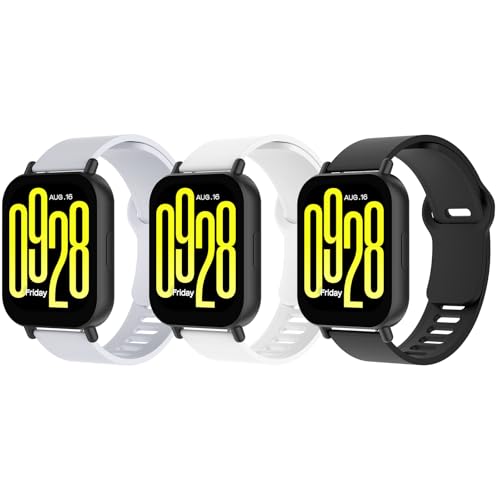 WD&CD Armband kompatibel mit Xiaomi Redmi Watch 5 Active/Lite Weiches Silikon, Verstellbare Fitness Armband kompatibel für Frauen männer, Schwarz&Weiß&Grau von WD&CD