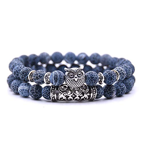 WDAIJY Damen Armband,Blau 2 Stück/Classic Naturstein Armbänder Tier Eule Armbänder Für Frauen Männer Cool Armband Set WDAIJY Damen Armband,Blau 2 Stück/Classic Naturstein Armbänder Tier Eule Armbänder Für Frauen Männer Cool Armband Set von WDAIJY